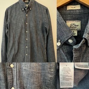 Slim fit “broken in” organic cotton casual Oxford shirt